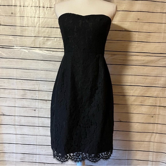 J. Crew Black Lace Strapless Dress Size 6